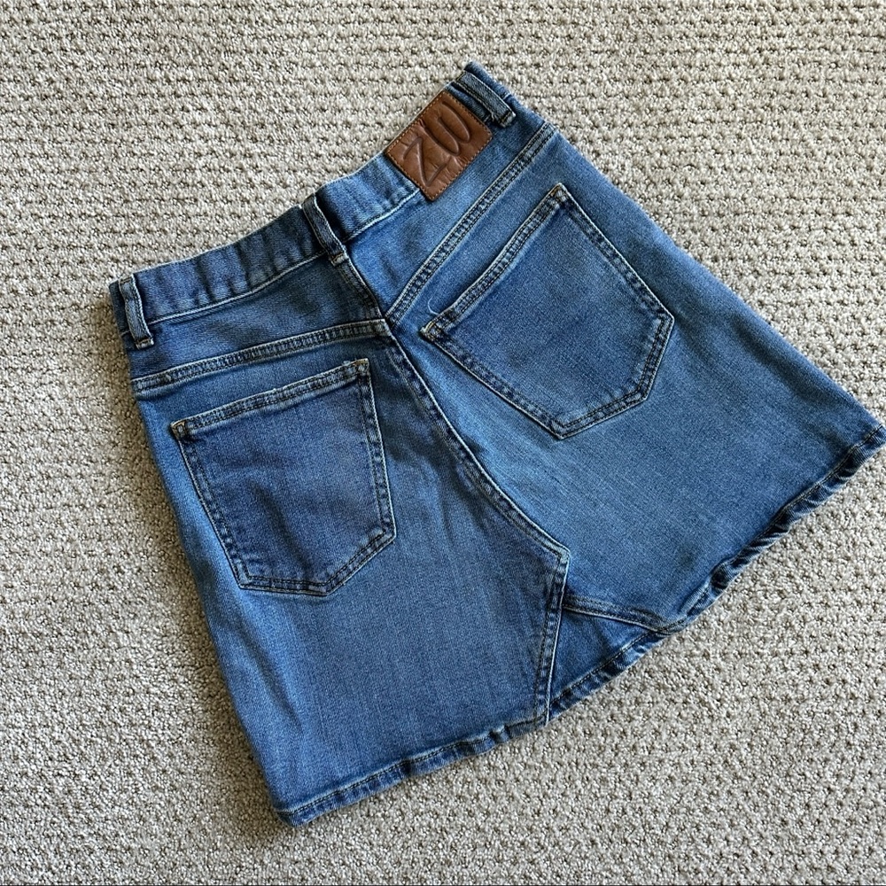 Zara Woman Premium Denim Collection Mini Skirt – High Waist Blue Jean - Picture 3 of 3